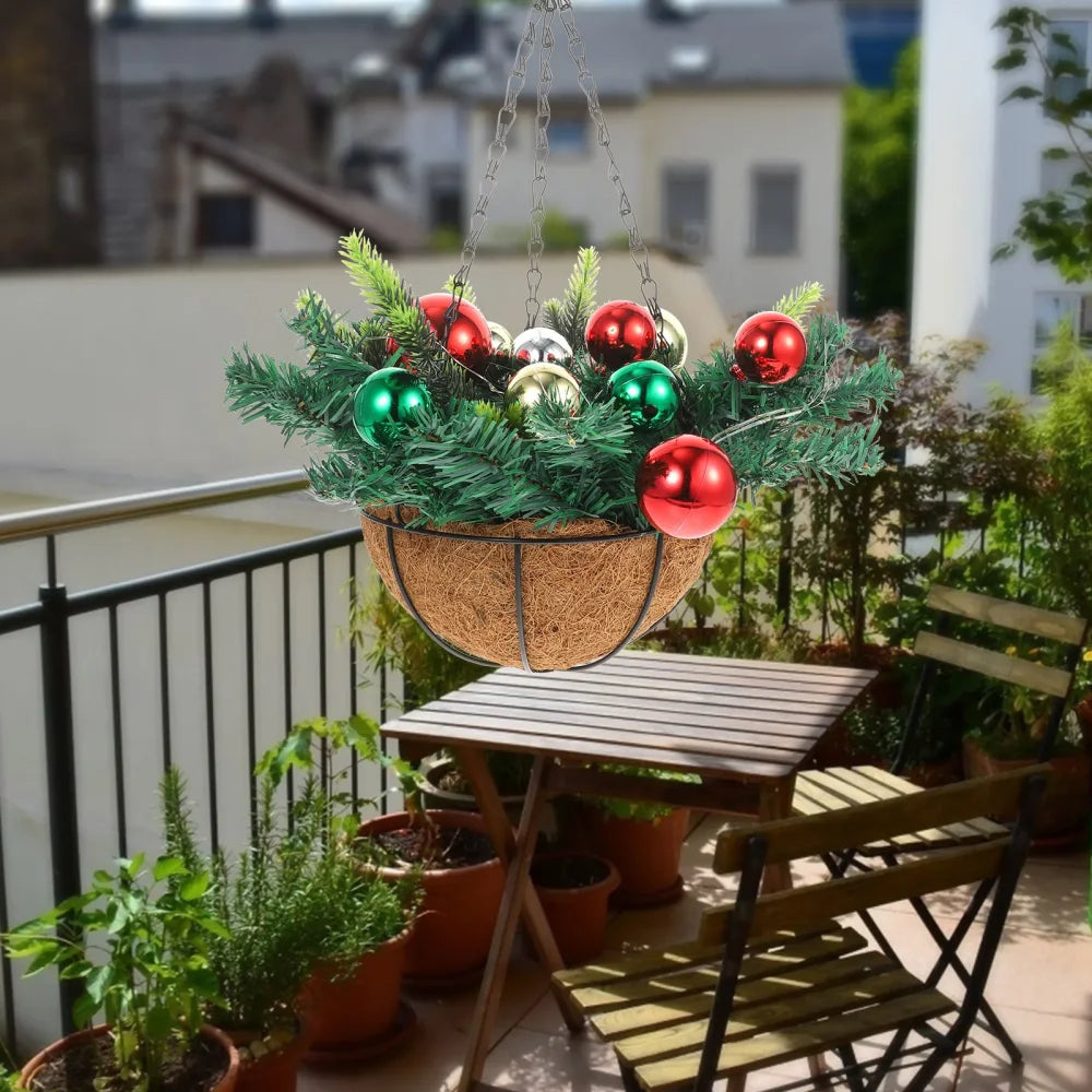 Cesta Suspensa Natalina com Luzes Led Multicoloridas Kasamô