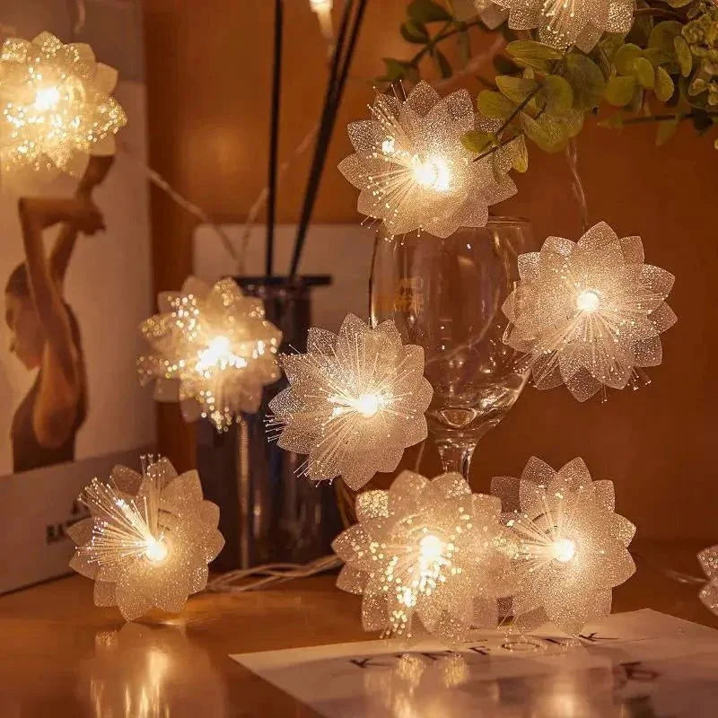 Cordão de Luz Led Decorativo com Flores para Natal Kasamô