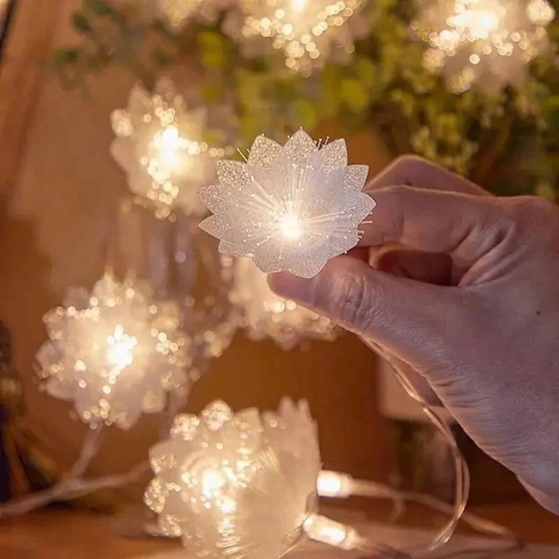Cordão de Luz Led Decorativo com Flores para Natal Kasamô
