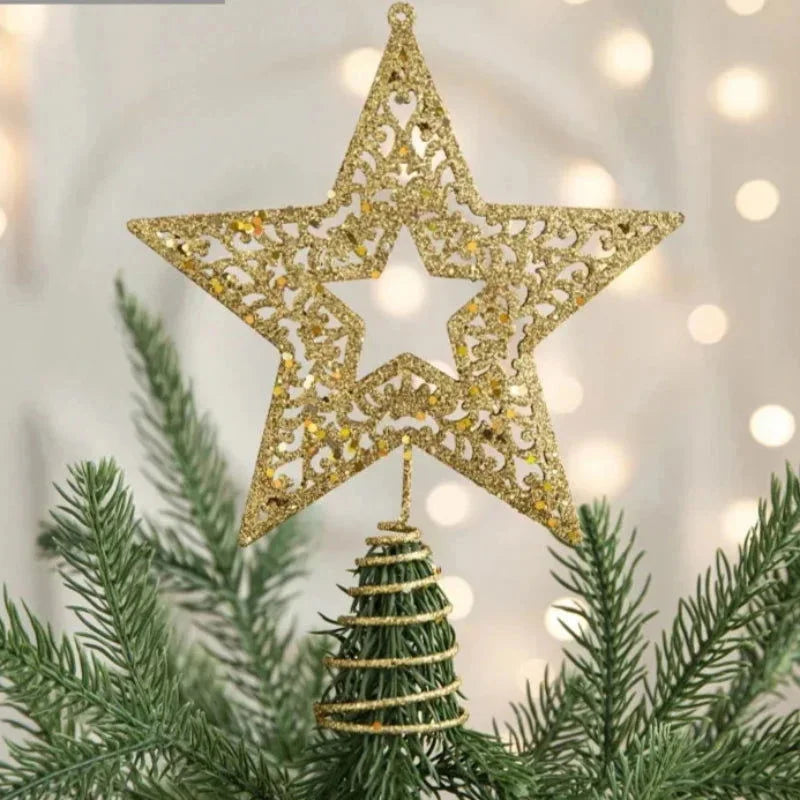 Estrela Dourada de Ferro para Topo de árvore de Natal Decorativa Kasamô