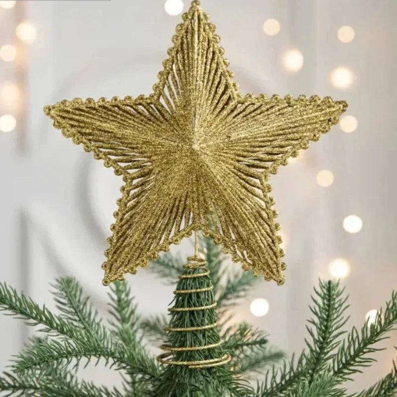 Estrela Dourada de Ferro para Topo de árvore de Natal Decorativa Kasamô