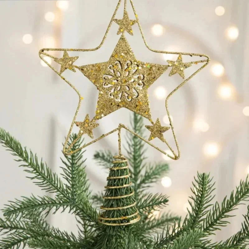 Estrela Dourada de Ferro para Topo de árvore de Natal Decorativa Kasamô