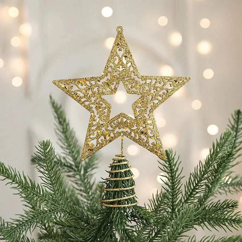 Estrela Dourada de Ferro para Topo de árvore de Natal Decorativa Kasamô