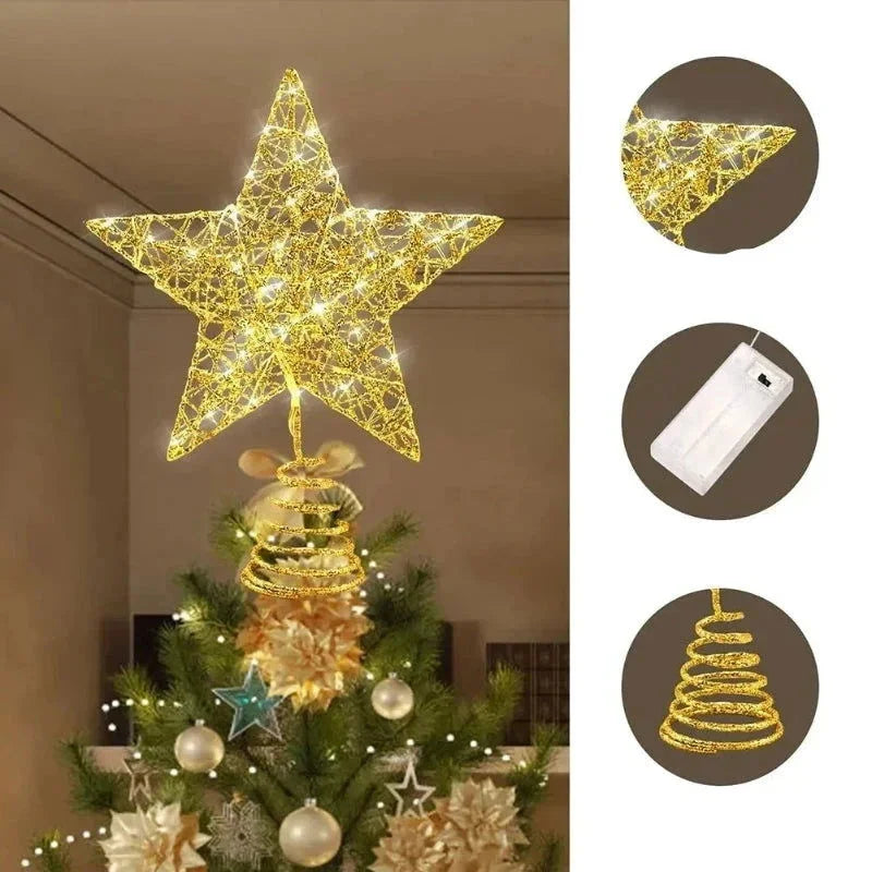 Estrela Led Ferro para Topo de árvore de Natal Fio de Cobre Kasamô