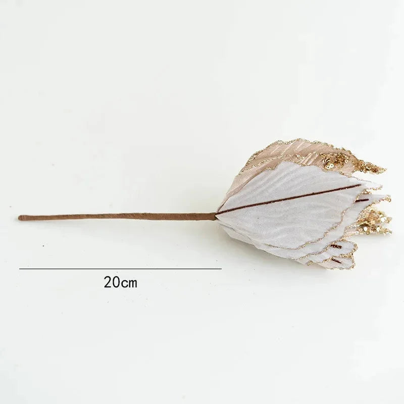 Flor Decorativa Natalina Flanela Dourada para Arranjos e árvore Kasamô