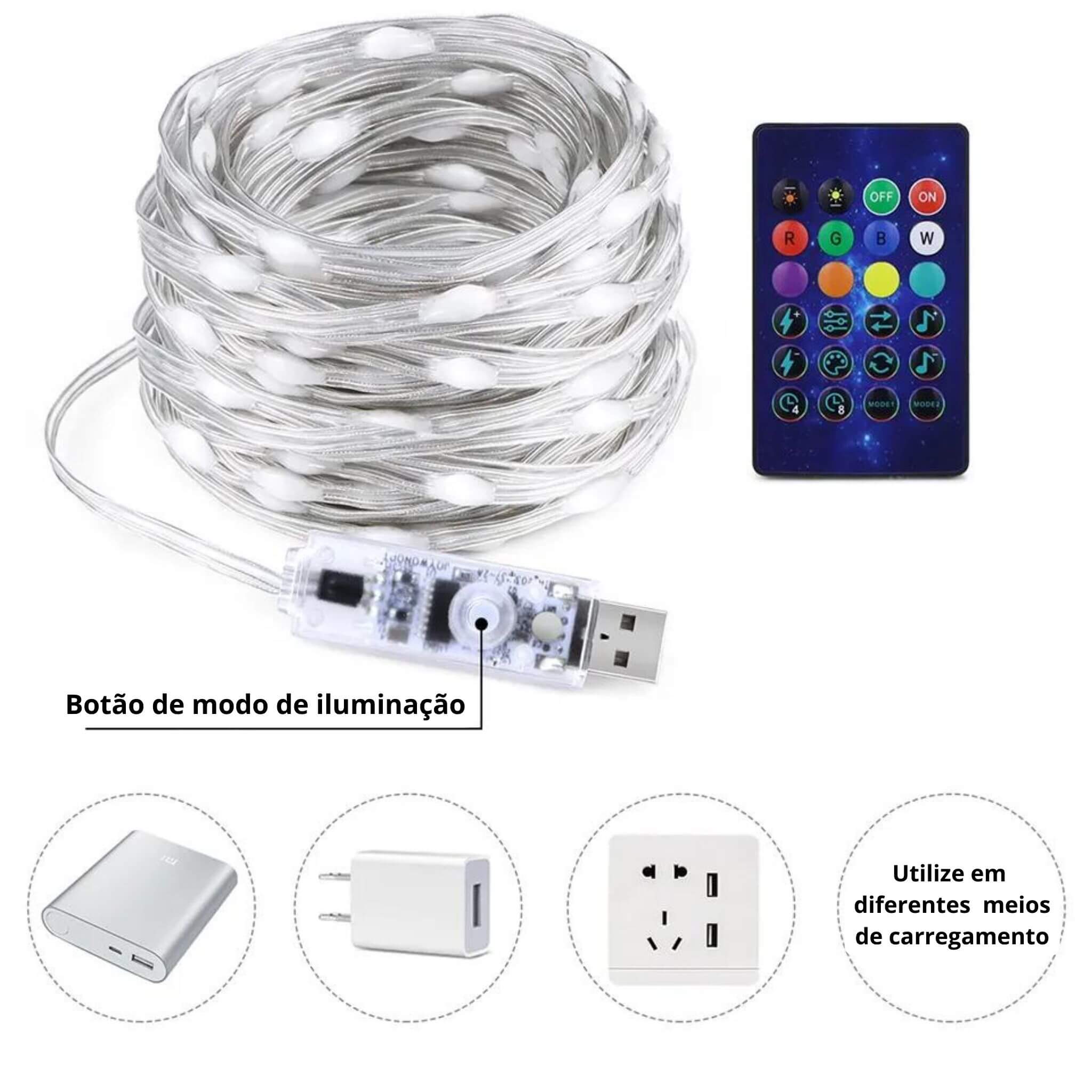 Pisca Pisca de Natal Led Prova D'água Smart Com Controle Kasamô - 10 Metros