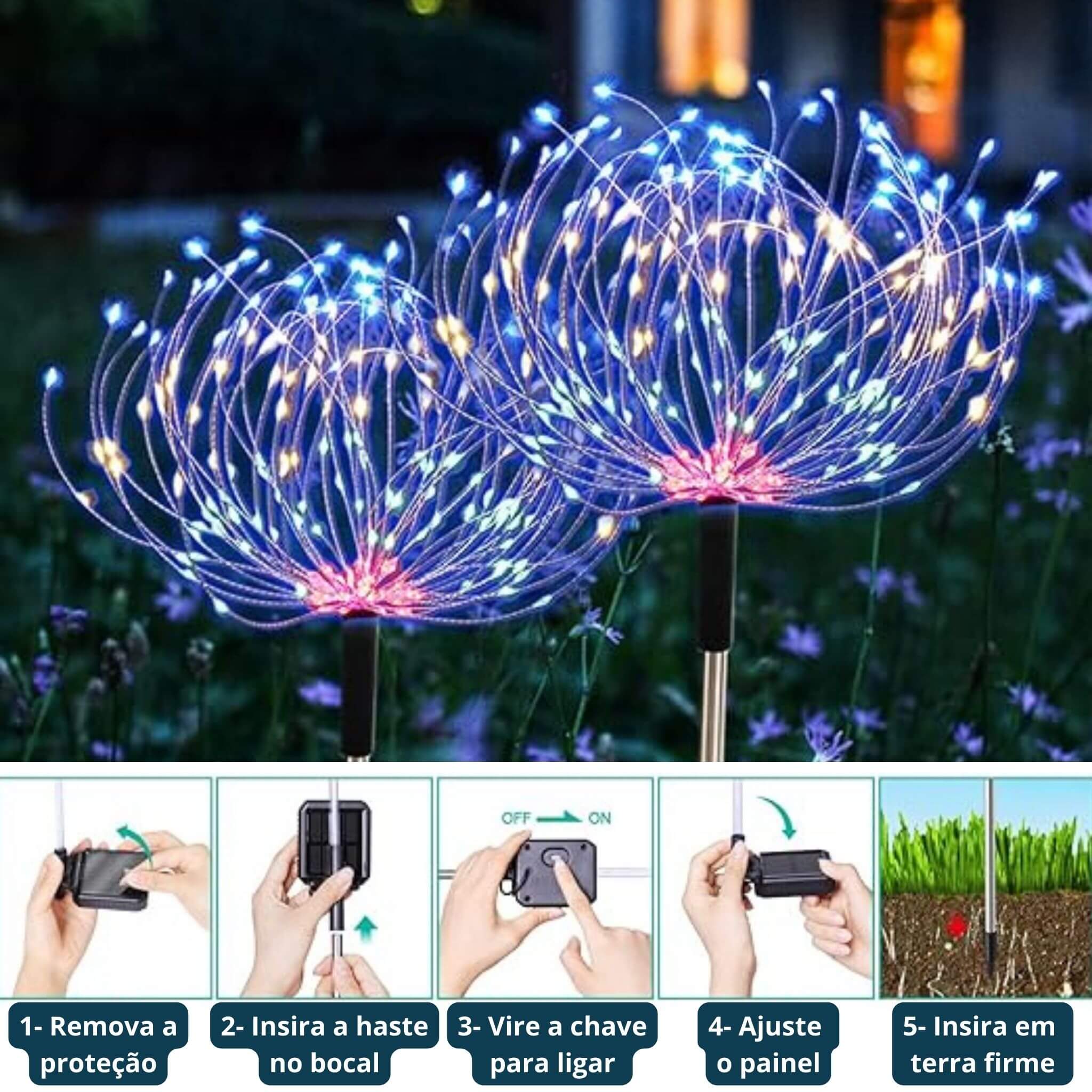 Led Solar - Fogos de Artifício Decoração de Natal