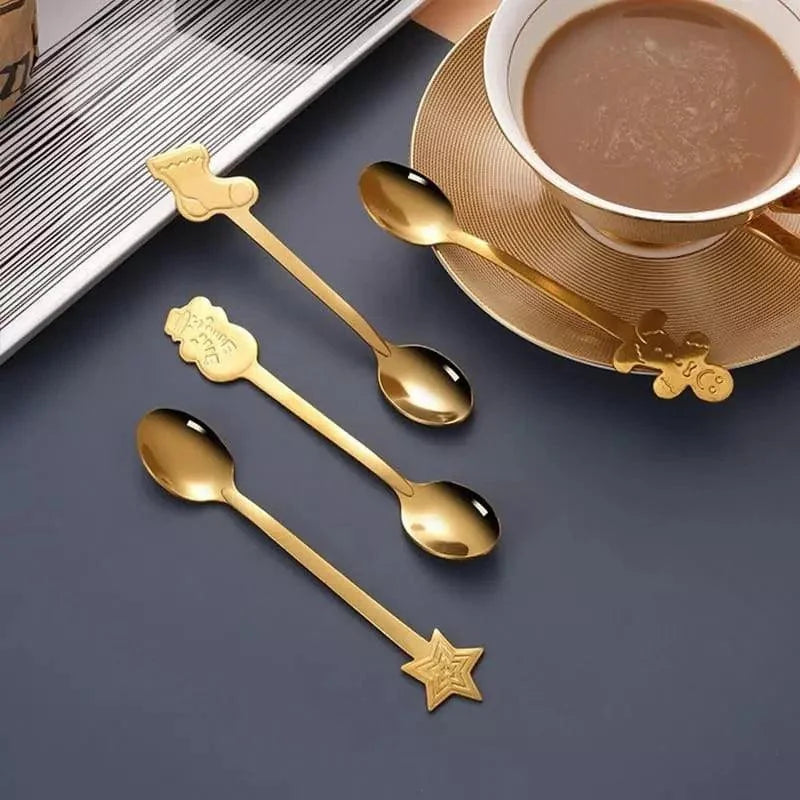 Jogo de Colheres Decorativas Natalinas em Aço Inoxidável Kasamô