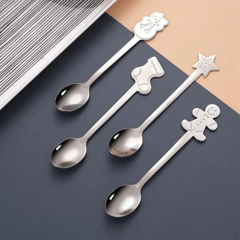 Jogo de Colheres Decorativas Natalinas em Aço Inoxidável Kasamô
