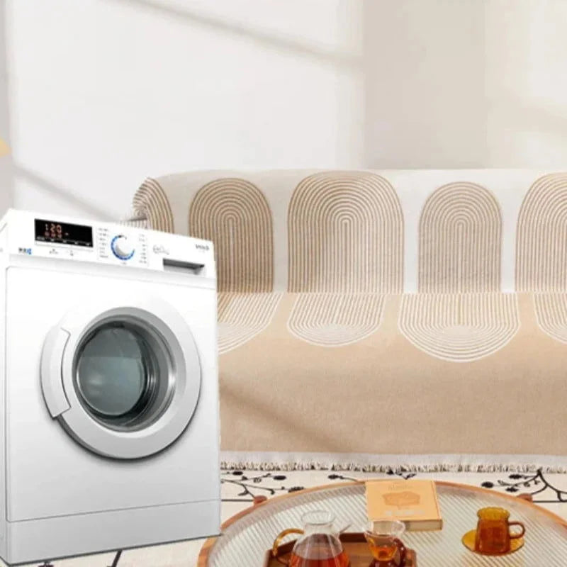 Manta de Sofá Linho Misto Estilo Escandinavo Bege