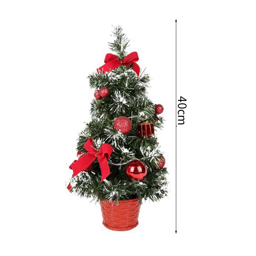 Mini árvore de Natal Led com Enfeites e Agulhas de Pinheiro Kasamô