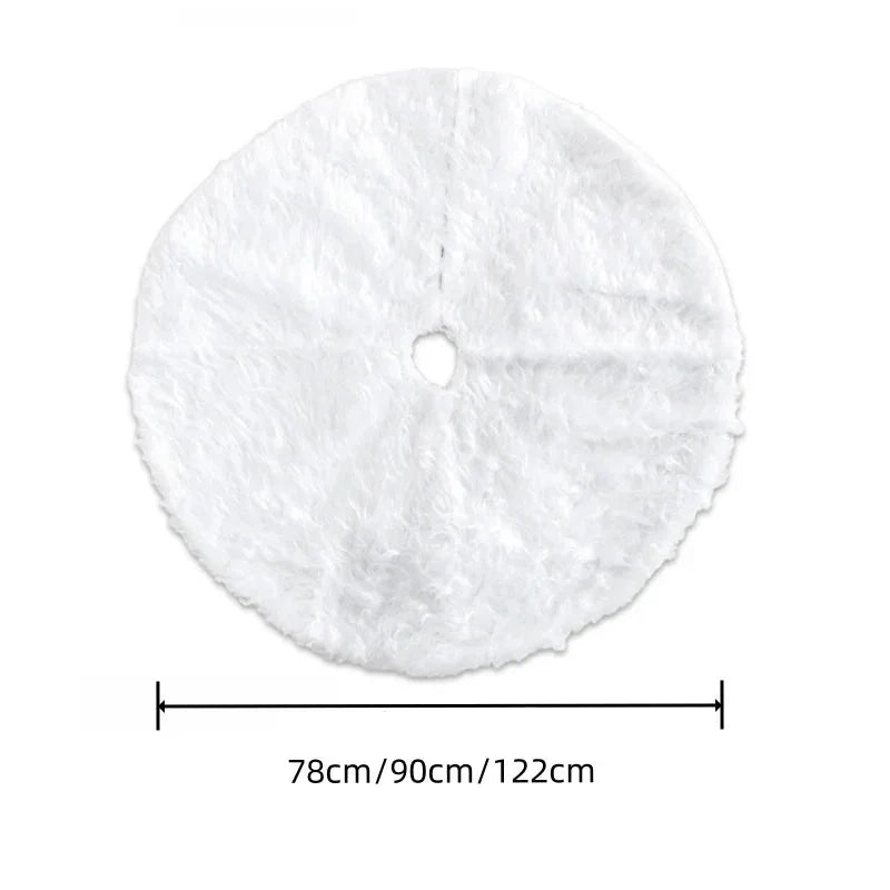 Saia para árvore de Natal Plush Redonda Branco Neve Kasamô