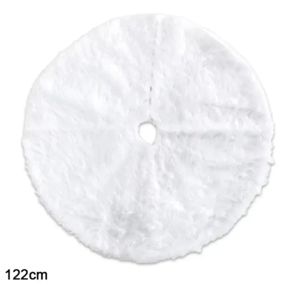 Saia para árvore de Natal Plush Redonda Branco Neve Kasamô