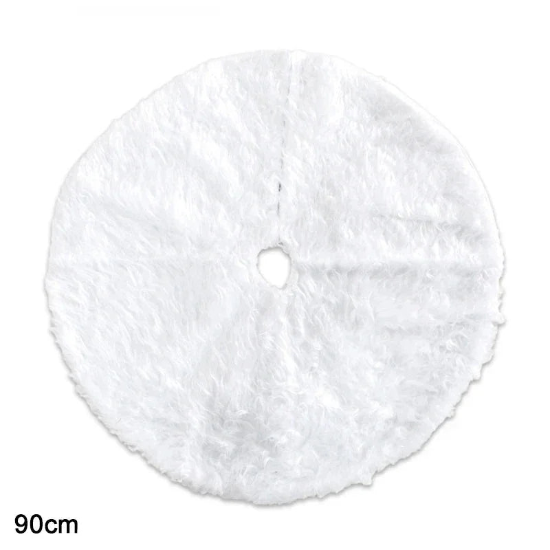 Saia para árvore de Natal Plush Redonda Branco Neve Kasamô
