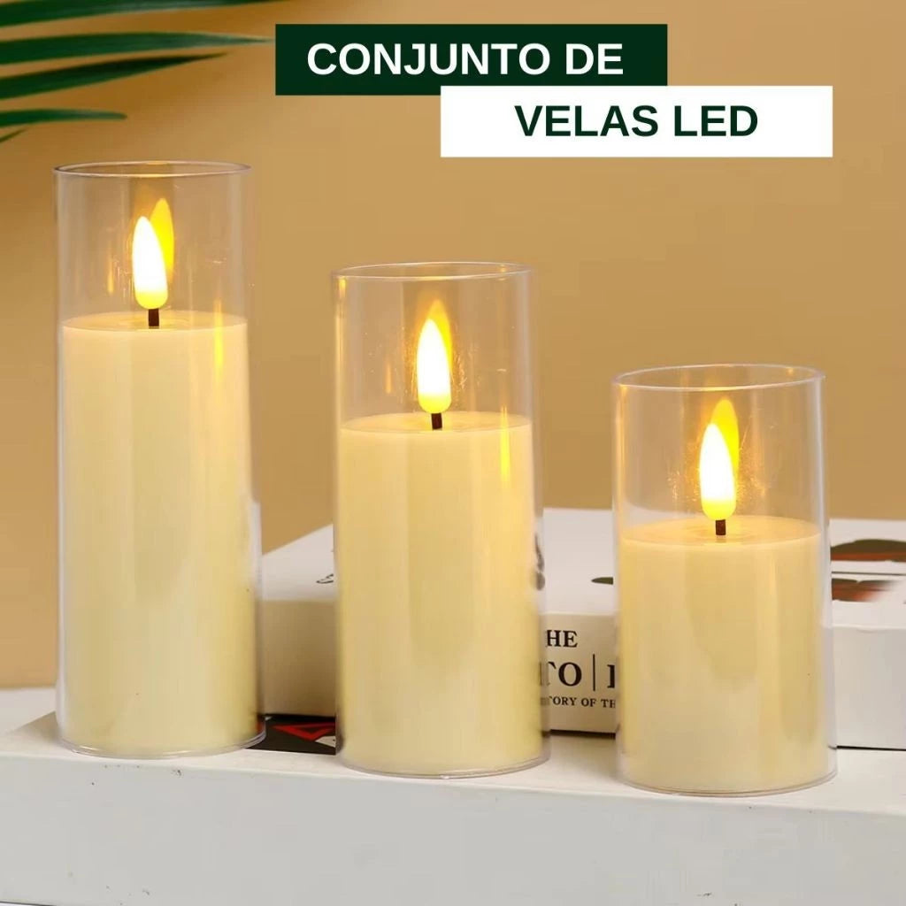 Velas Decorativas de Led Kasa Decor - Kit com 3