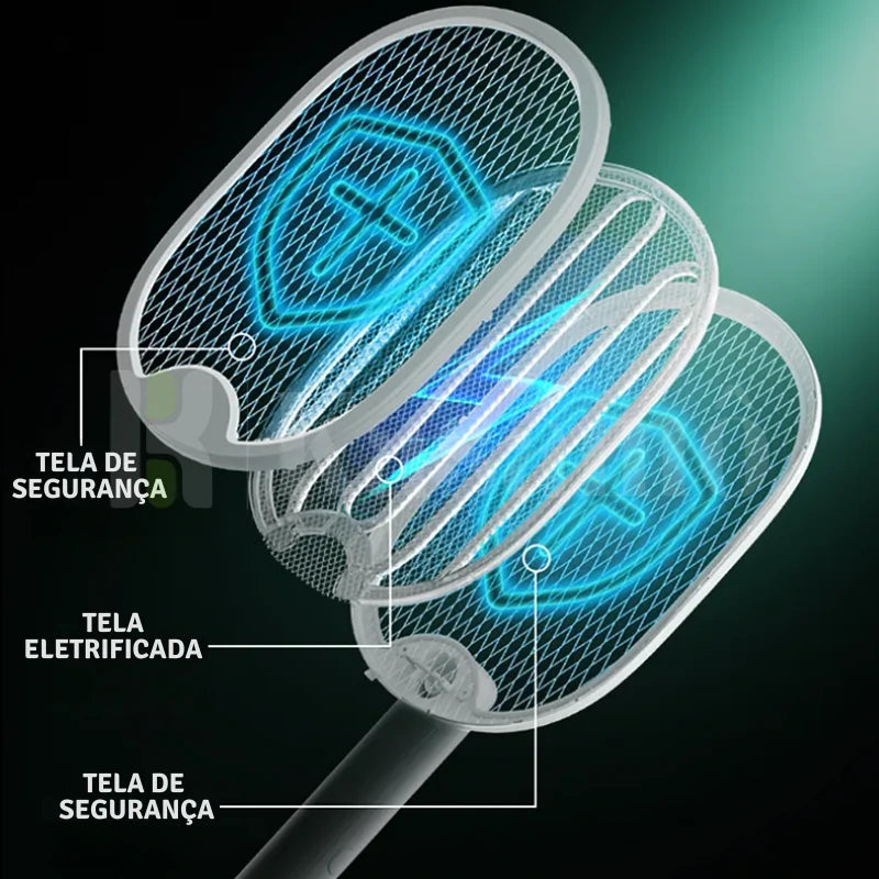 Raquete Mata-Mosquito MaxBolt™ - Com Ions de Atração