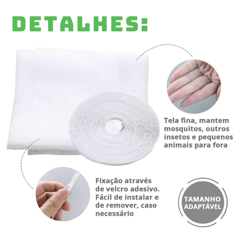 Tela Mosquiteira para Janelas Kasamô - Proteção Anti-dengue com Velcro Para Janelas