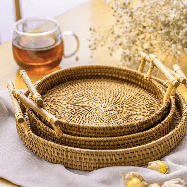 Bandeja Artesanal em Rattan Dhaka - Kasamô