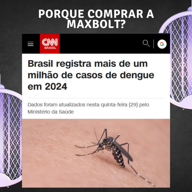 Raquete Mata-Mosquito MaxBolt™ - Com Ions de Atração