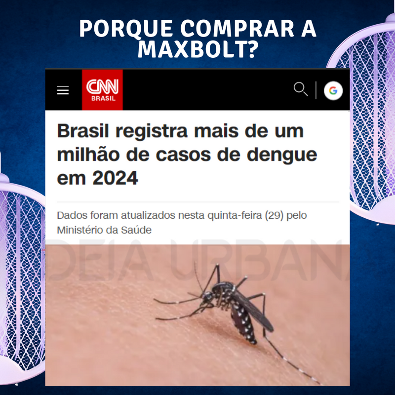 Raquete Mata-Mosquito MaxBOlt™ - Com Ions de Atração [Queima de Estoque]