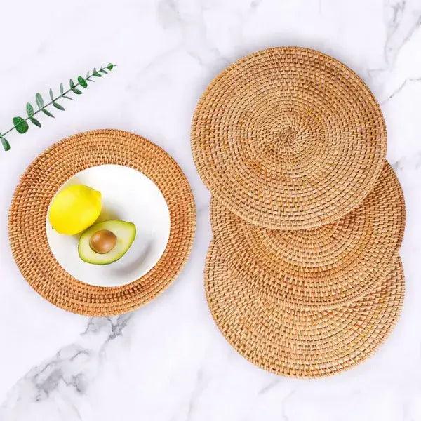 Suporte para Mesa Artesanal em Rattan de 6 peças + Suporte - Kasamô