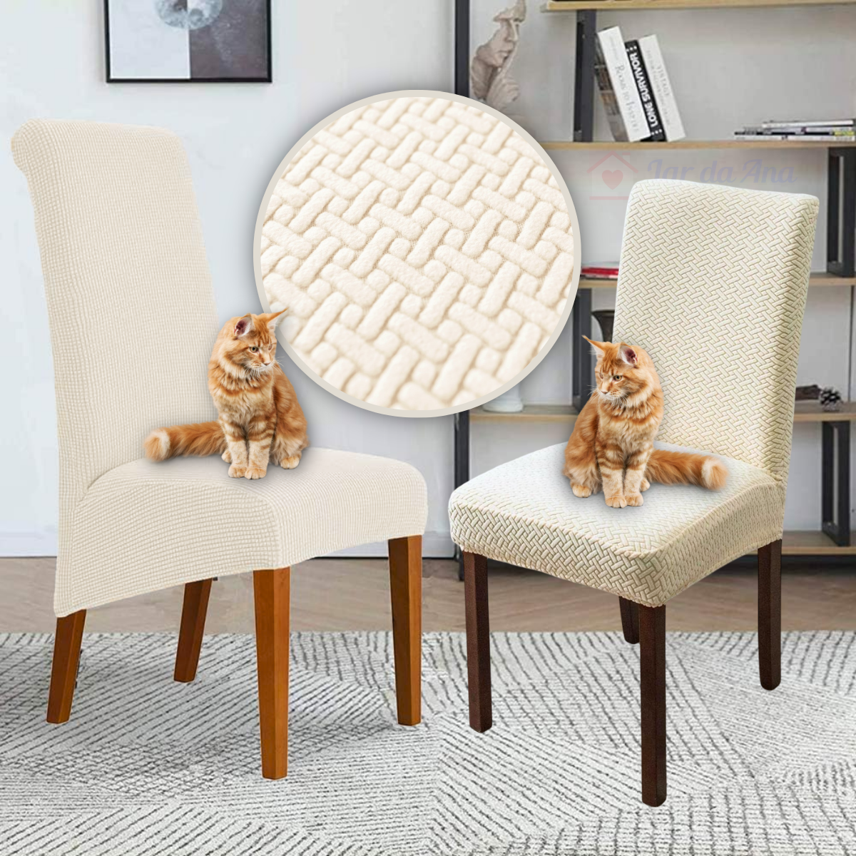 Kit Capas de Cadeira Semi Impermeável - Tecido Jacquard