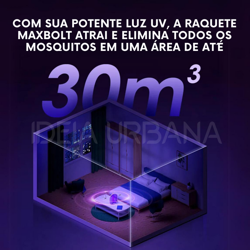 Raquete Mata-Mosquito MaxBOlt™ - Com Ions de Atração [Queima de Estoque]