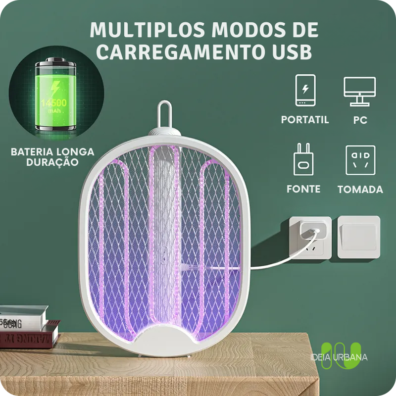 Raquete Mata-Mosquito MaxBOlt™ - Com Ions de Atração [Queima de Estoque]