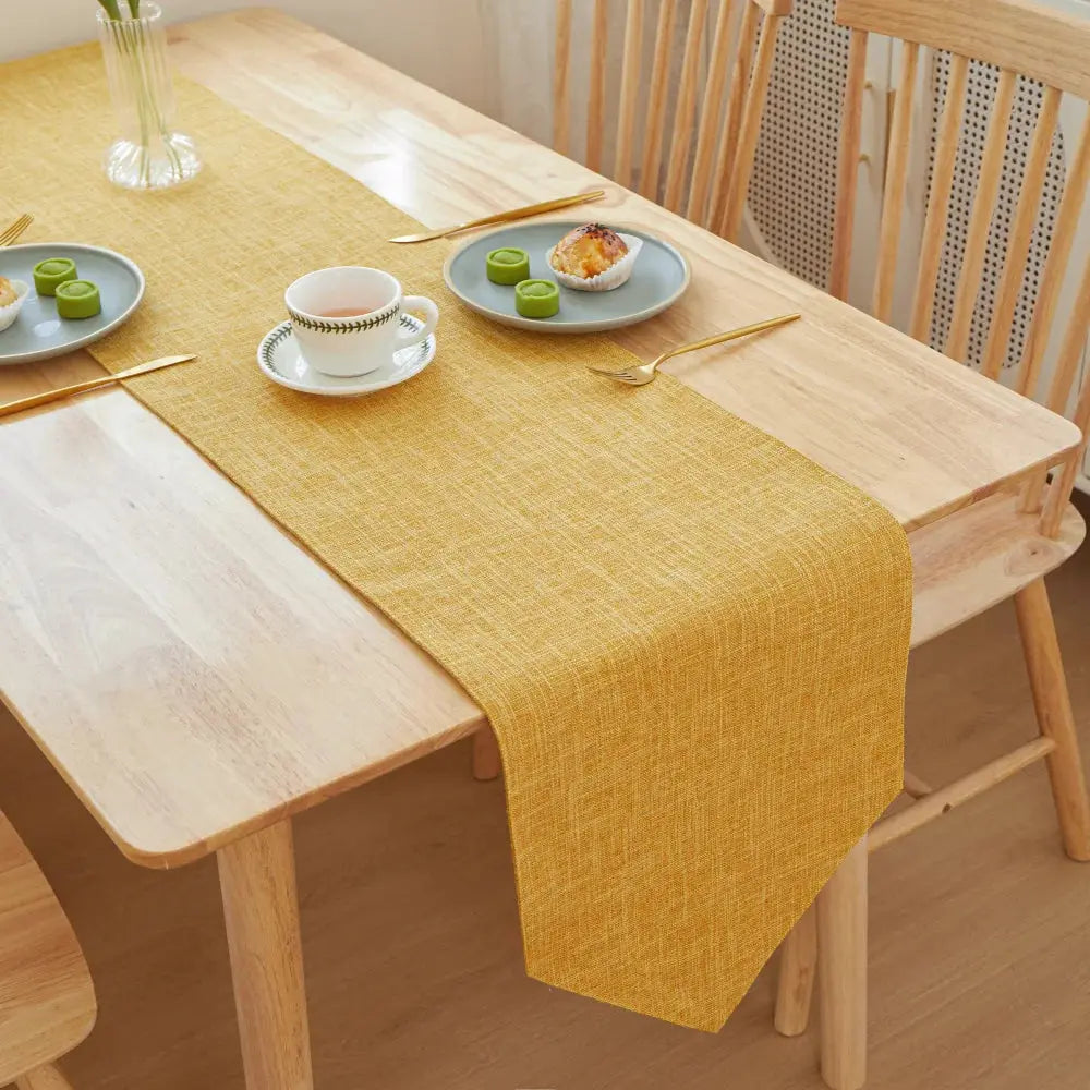 Caminho de Mesa de Jantar Minimalista Amarelo Dourado