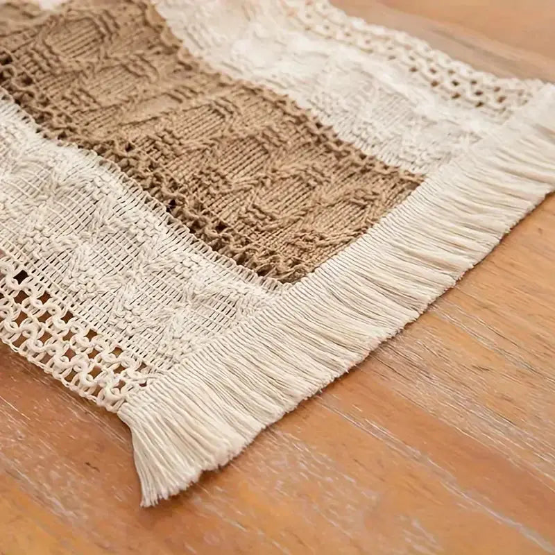 Caminho de Mesa de Poliéster e Algodão com Borlas