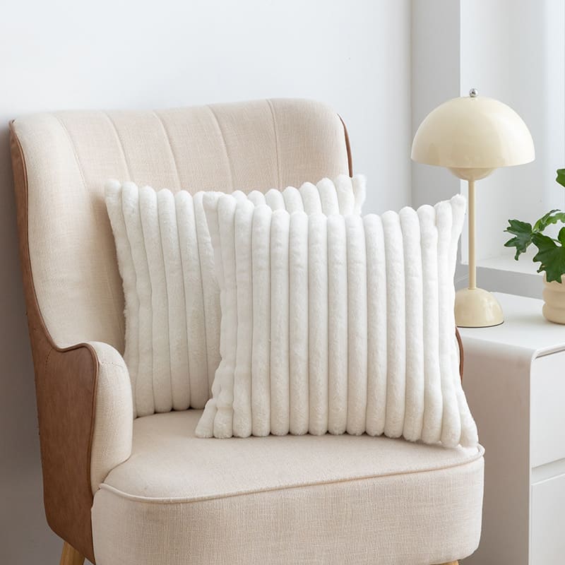 Capa de Almofada Listrada Decorativa de Luxo Moderna - imita Pele de Coelho