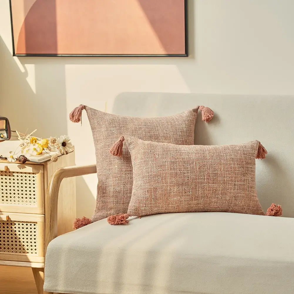 Capa de almofada Decorativa em Linho com Borlas