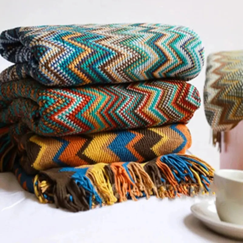 Cobertor Boho Asteca com Estampas Geométricas