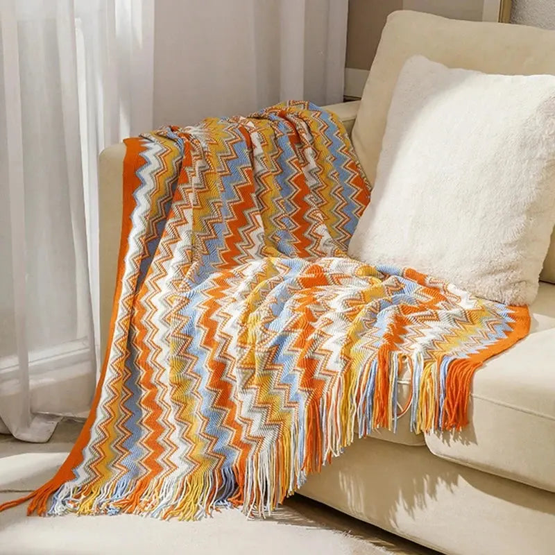 Cobertor Boho Asteca com Estampas Geométricas
