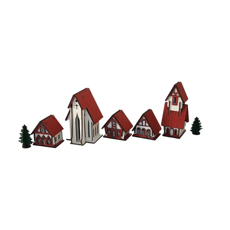 Decoração de Natal Vila de casas 5 peças Kasamô