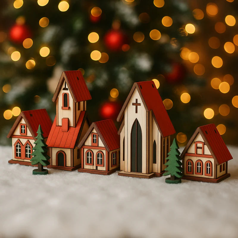 Decoração de Natal Vila de casas 5 peças Kasamô
