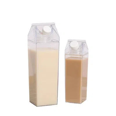 Garrafa Transparente com Design de Caixa de Leite - 500ml ou 1000ml-Kasamô