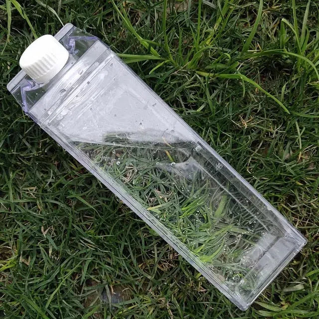 Garrafa Transparente com Design de Caixa de Leite - 500ml ou 1000ml-Kasamô