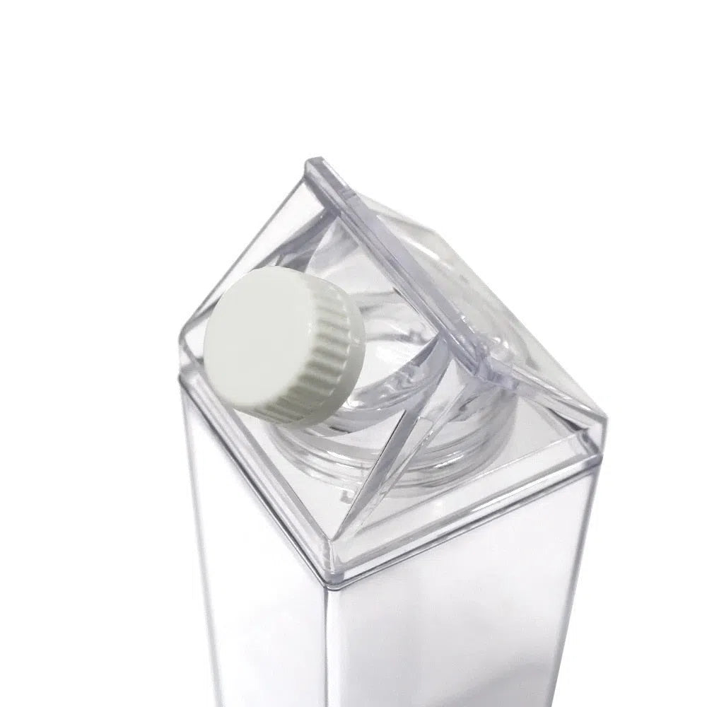 Garrafa Transparente com Design de Caixa de Leite - 500ml ou 1000ml-Kasamô