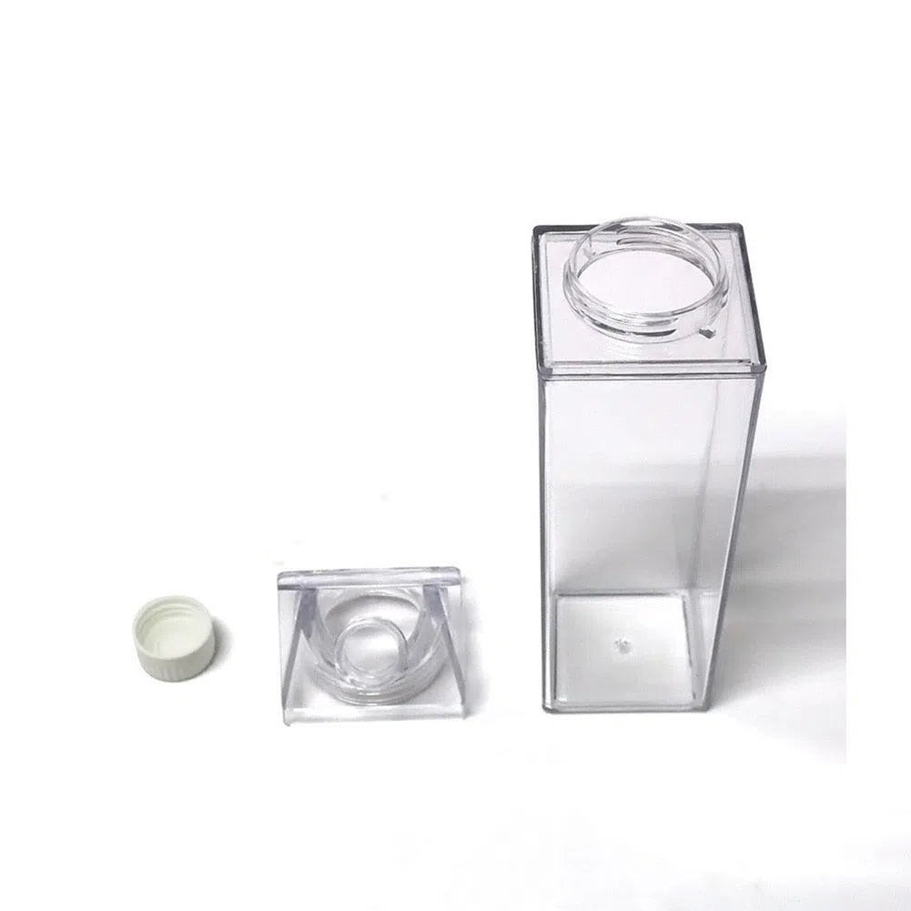 Garrafa Transparente com Design de Caixa de Leite - 500ml ou 1000ml-Kasamô