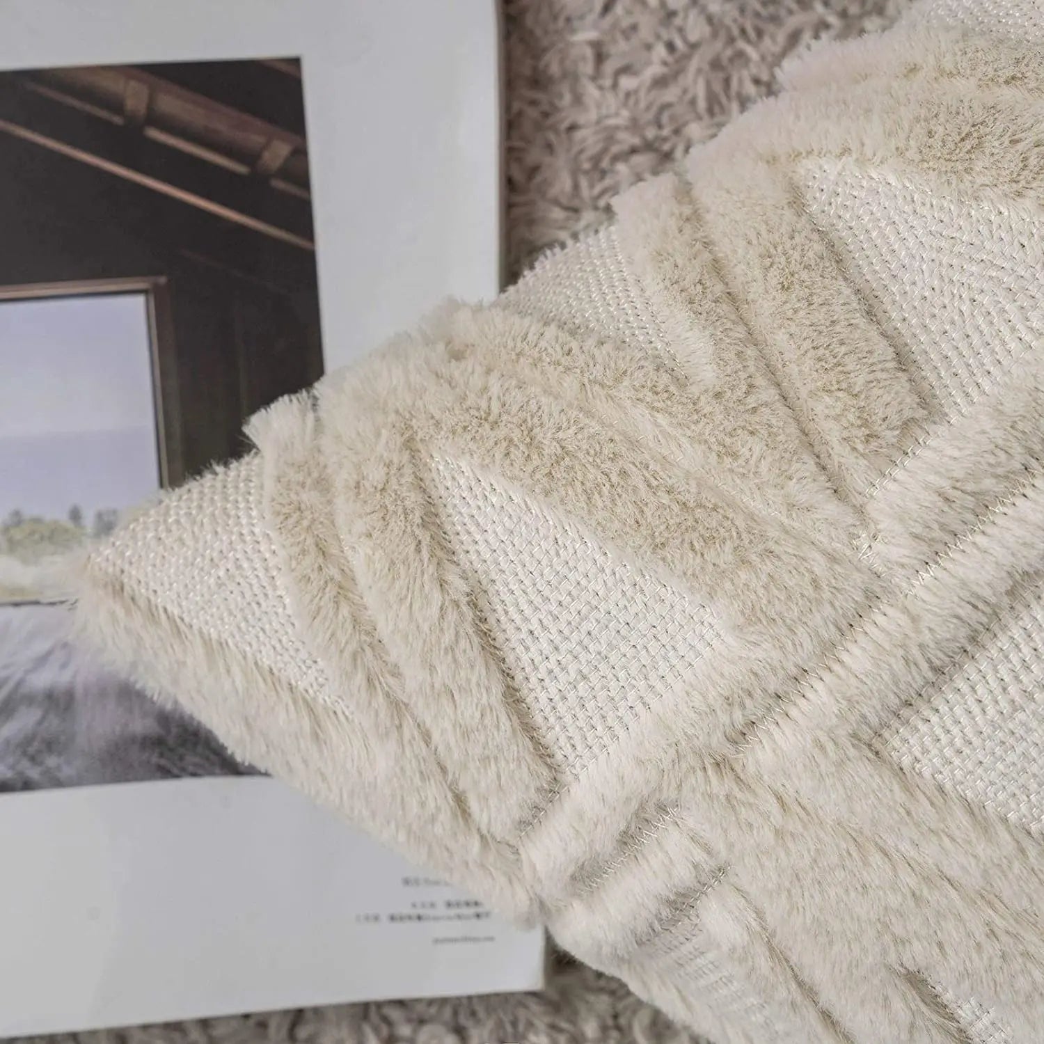 Capa de almofada Bordada de Pelúcia Quadrada Estilo Nórdico