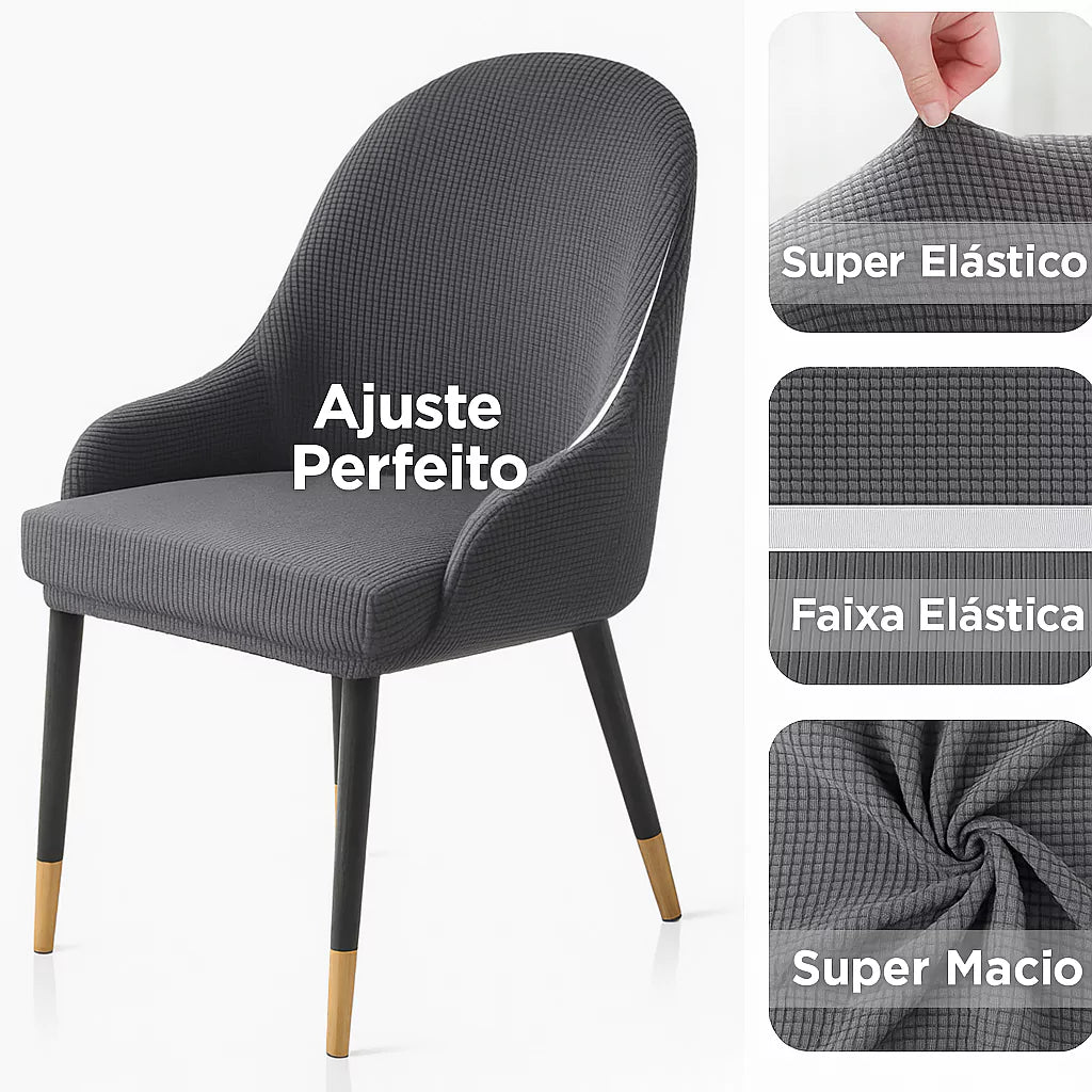 Kit Capas de Cadeira Curva - Tecido Jacquard
