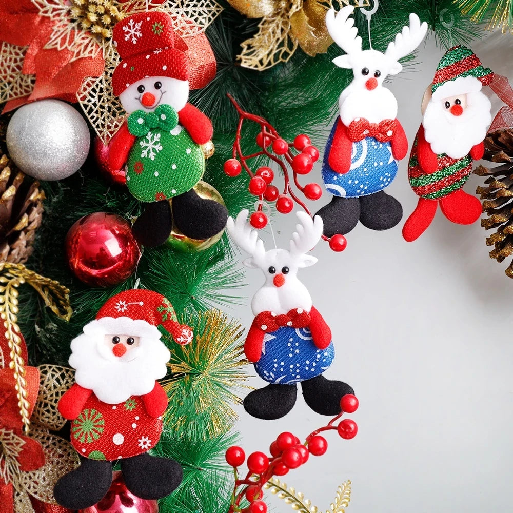 Kit com 12 Enfeites de Bonecos Natalinos – Papai Noel, Rena e Boneco de Neve Kasamô
