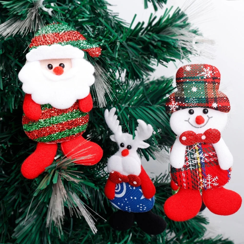 Kit com 12 Enfeites de Bonecos Natalinos – Papai Noel, Rena e Boneco de Neve Kasamô
