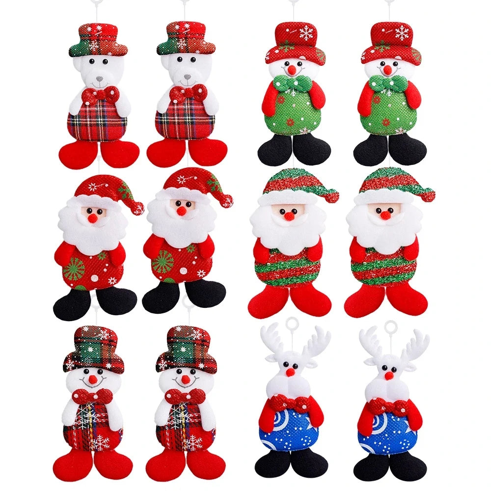 Kit com 12 Enfeites de Bonecos Natalinos – Papai Noel, Rena e Boneco de Neve Kasamô