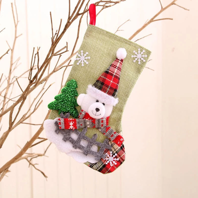Meia de Natal de Linho Kasamô - Tamanho Grande para Decoração