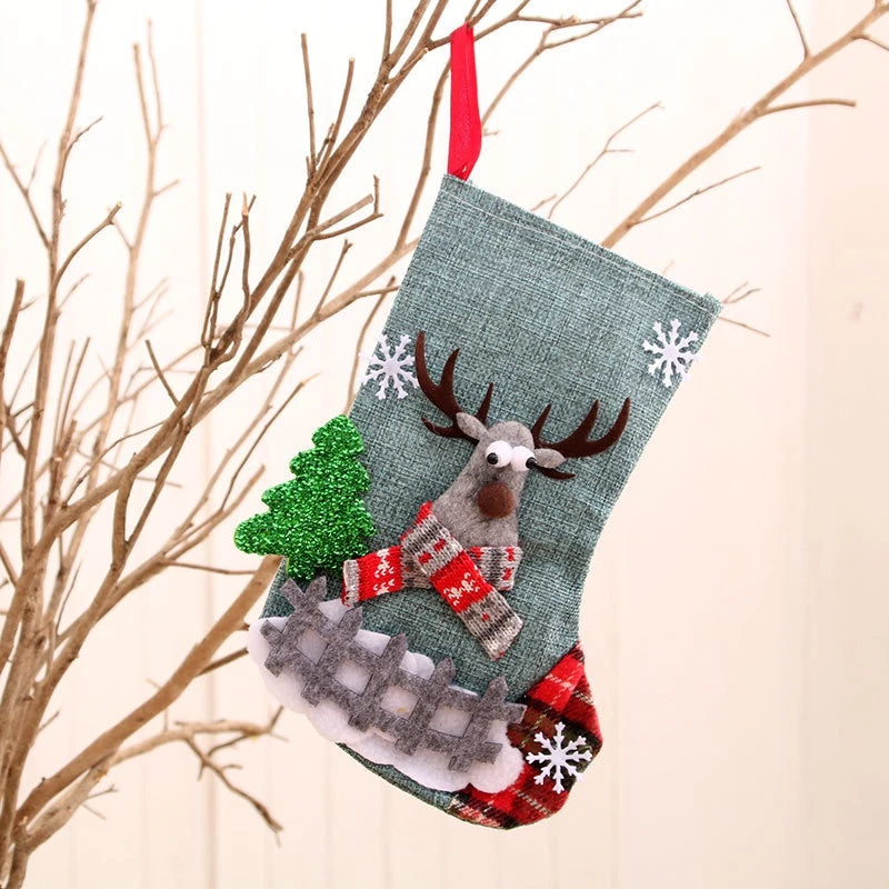 Meia de Natal de Linho Kasamô - Tamanho Grande para Decoração