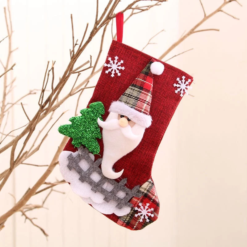Meia de Natal de Linho Kasamô - Tamanho Grande para Decoração