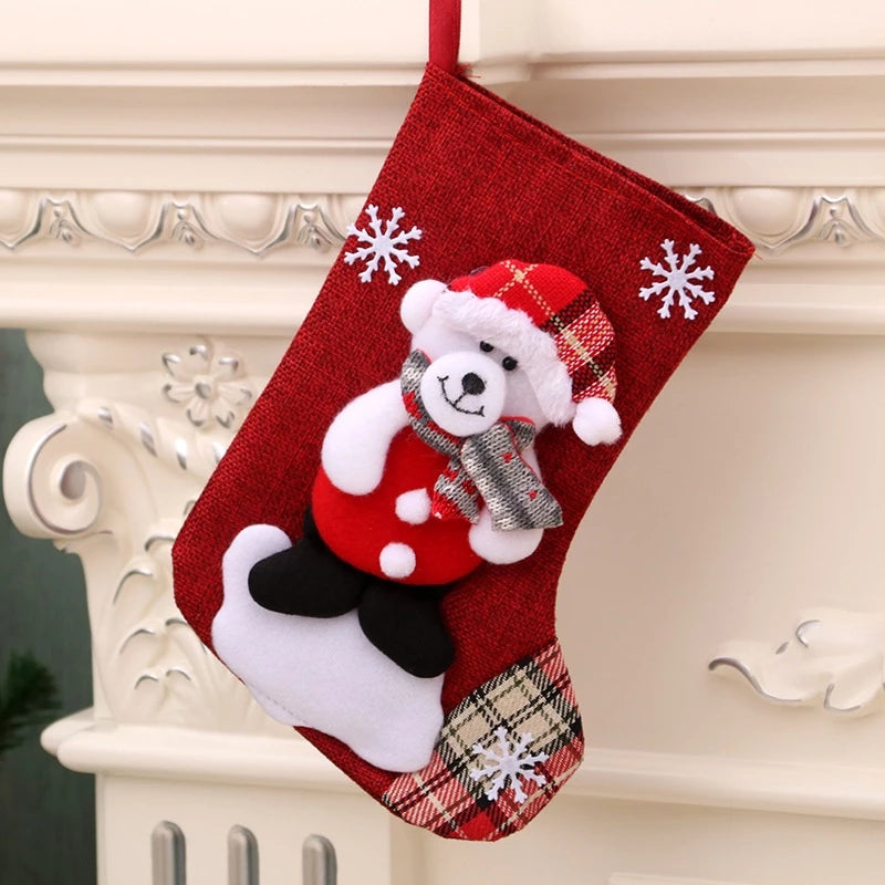 Meia de Natal de Linho Kasamô - Tamanho Grande para Decoração