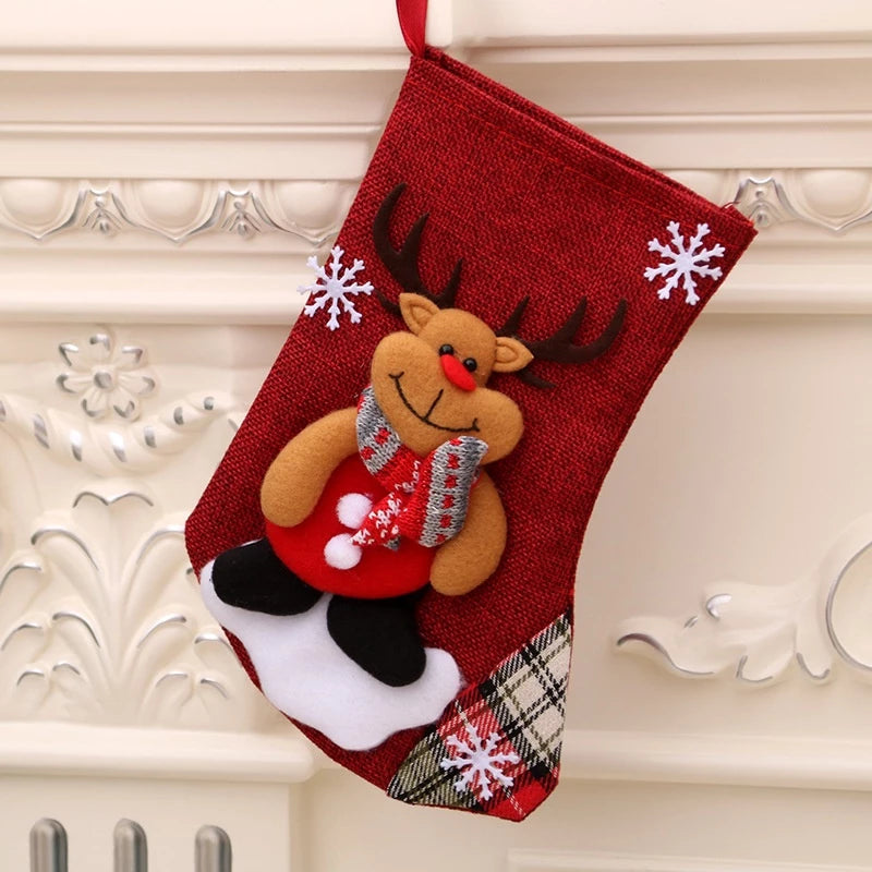 Meia de Natal de Linho Kasamô - Tamanho Grande para Decoração